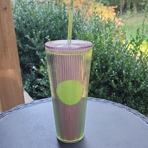 Starbucks Green and Pink Tumbler with Straw